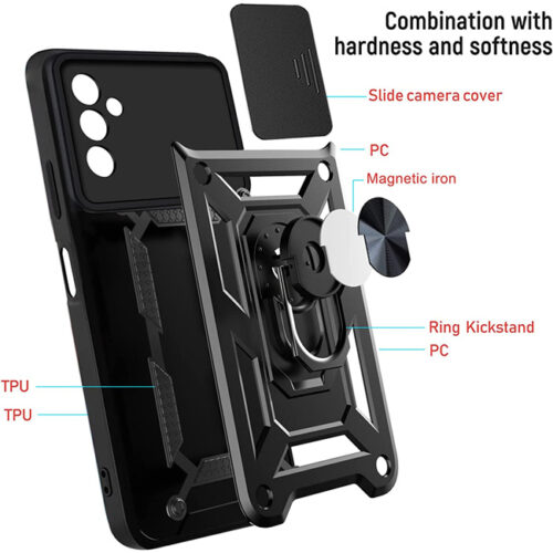 Combo Kickstand Slide Camera Case Black Samsung Galaxy M13/M23 5G ΘΗΚΕΣ Orso