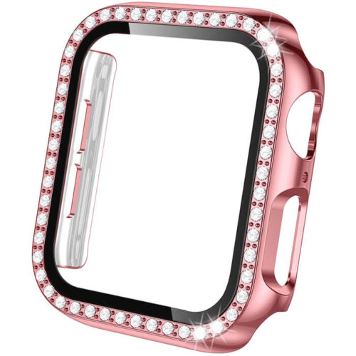 2-in-1 Hard Diamonds Case Pink & Tempered Glass Apple Watch 44mm APPLE WATCH ΟΕΜ