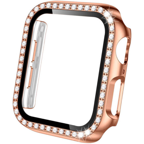 2-in-1 Hard Diamonds Case Gold & Tempered Glass Apple Watch 44mm APPLE WATCH ΟΕΜ
