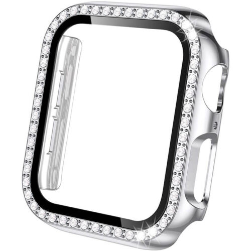 2-in-1 Hard Diamonds Case Silver & Tempered Glass Apple Watch 38mm APPLE WATCH OEM