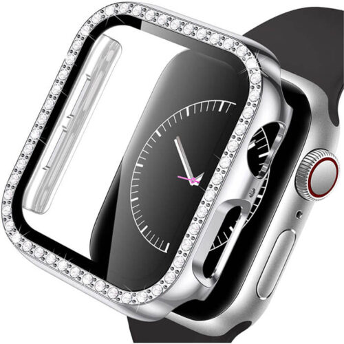 2-in-1 Hard Diamonds Case Silver & Tempered Glass Apple Watch 44mm APPLE WATCH ΟΕΜ