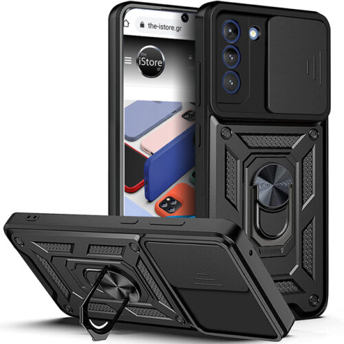 Combo Kickstand Slide Camera Case Black Samsung Galaxy S21 FE ΘΗΚΕΣ OEM