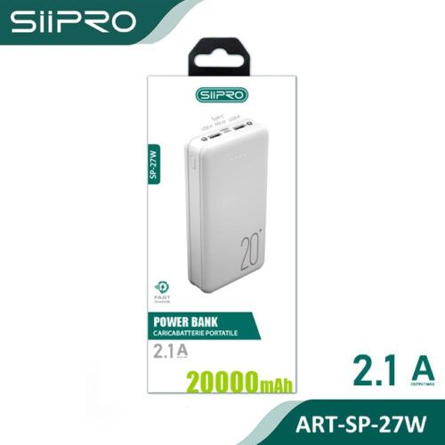 Siipro 1x PD USB-C 2x USB PowerBank 20000mAh White (SP-27W) POWER BANKS SIIPRO