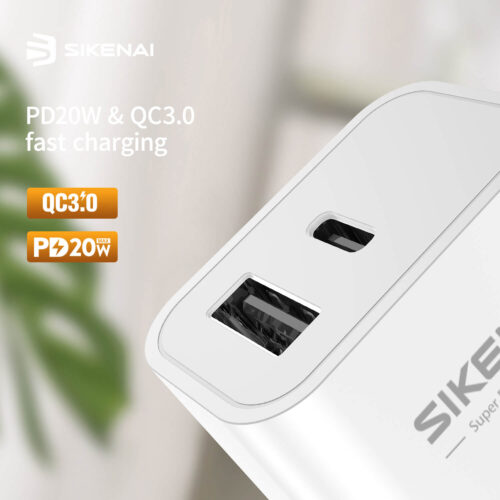 Sikenai Wall Charger 1x USB QC 1x USB Type-C 20W White (X6-EU) ΑΞΕΣΟΥΑΡ Sikenai