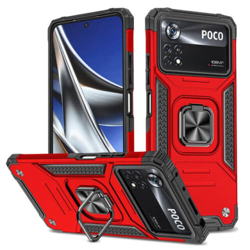 Armor Ringstand Case Red Xiaomi Poco X4 Pro 5G ΘΗΚΕΣ OEM