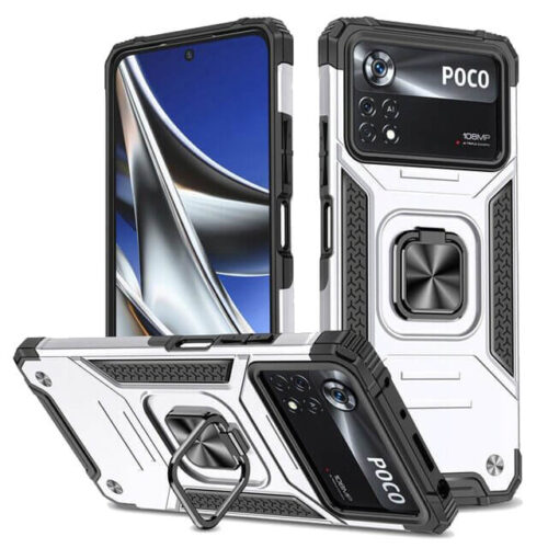 Armor Ringstand Case Silver Xiaomi Poco X4 Pro 5G ΘΗΚΕΣ OEM
