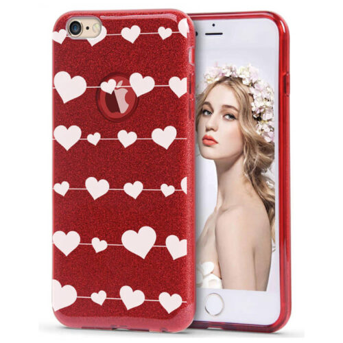 Hybrid Strass Red Hearts Case iPhone 6/6s ΘΗΚΕΣ OEM