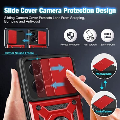 Combo Kickstand Slide Camera Case Red Xiaomi Redmi Note 12 Pro+ 5G ΘΗΚΕΣ OEM