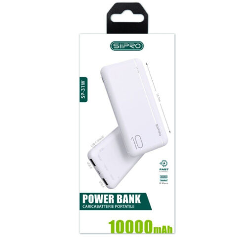 Siipro 1x PD USB-C 2x USB PowerBank 10000mAh White (SP-31W) POWER BANKS SIIPRO