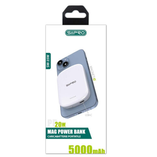 Siipro Mini Magnetic MagSafe PowerBank 5000mAh White 20W (SW-35W) MAGSAFE ΑΣΥΡΜΑΤΗ ΦΟΡΤΙΣΗ SIIPRO