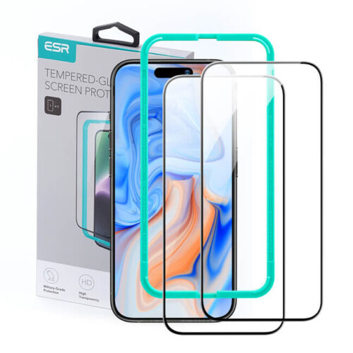 ESR Premium Quality Full Cover Tempered Glass iPhone 15 (2-Pack With Easy Installation Frame) ΠΡΟΣΤΑΣΙΑ ΟΘΟΝΗΣ ESR