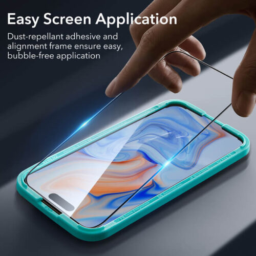 ESR Premium Quality Full Cover Tempered Glass iPhone 15 Plus (2-Pack With Easy Installation Frame) ΠΡΟΣΤΑΣΙΑ ΟΘΟΝΗΣ ESR