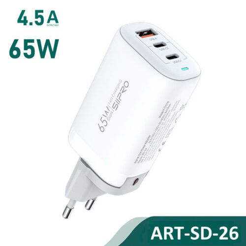 Siipro Wall Charger 1x USB 2x USB Type-C 65W White (SD-26) ΑΞΕΣΟΥΑΡ SIIPRO