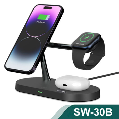 Siipro Magnetic Wireless Charging Station 3in1 Black (SW-30B) APPLE WATCH SIIPRO