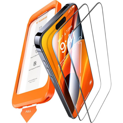 (2-Pack) Torras Install Master GlassGo Full Cover Tempered Glass iPhone 15 Pro ΠΡΟΣΤΑΣΙΑ ΟΘΟΝΗΣ TORRAS