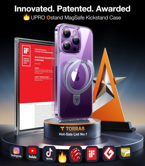 Θήκη Torras Ostand Clear MagSafe Kickstand Dark Purple iPhone 14 Pro Max ΘΗΚΕΣ TORRAS