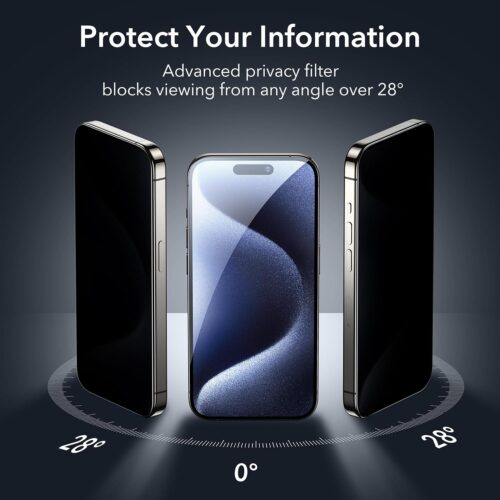 ESR Full Cover Privacy Tempered Glass iPhone 15 Pro Max (With Easy Installation Kit) ΠΡΟΣΤΑΣΙΑ ΟΘΟΝΗΣ ESR