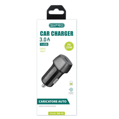 Siipro Car Charger USB Type-C 25W Black (SA-12) ΑΞΕΣΟΥΑΡ SIIPRO