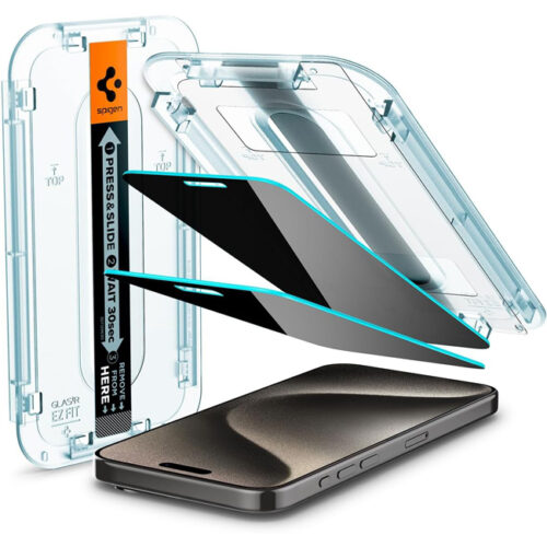 Spigen EZ Fit GLAS.tR Privacy Tempered Glass iPhone 15 Pro (2-Pack) ΠΡΟΣΤΑΣΙΑ ΟΘΟΝΗΣ Spigen