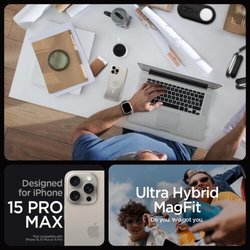 Θήκη Spigen Ultra Hybrid MagSafe Frost Natural Titanium iPhone 15 Pro Max ΘΗΚΕΣ Spigen