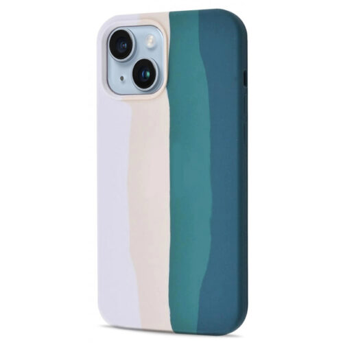 Θήκη Siipro iPhone 13 Pro Max Liquid Silicone Rainbow White Green ΘΗΚΕΣ SIIPRO