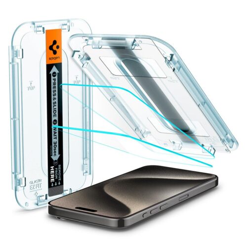 Spigen EZ Fit GLAS.tR Oleophobic Coated Tempered Glass iPhone 15 Pro Max (2-Pack) ΠΡΟΣΤΑΣΙΑ ΟΘΟΝΗΣ Spigen