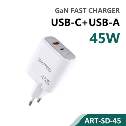 Siipro Wall Charger 1x USB 1x USB Type-C 45W White (SD-45) ΑΞΕΣΟΥΑΡ SIIPRO