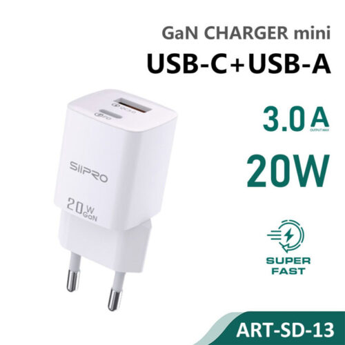 Siipro Wall Charger 1x USB 1x USB Type-C 20W GaN White (SD-13) ΑΞΕΣΟΥΑΡ SIIPRO