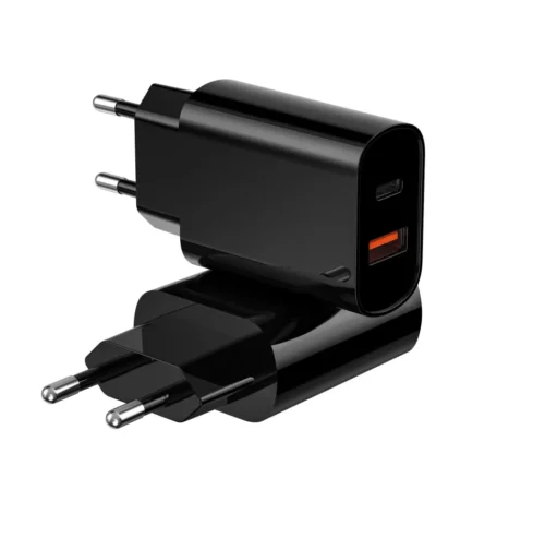 WiWU 20W 1xPD USB-C 1xUSB QC3 με Καλώδιο USB to USB-C Fast Charger Black (U002) ΑΞΕΣΟΥΑΡ WIWU